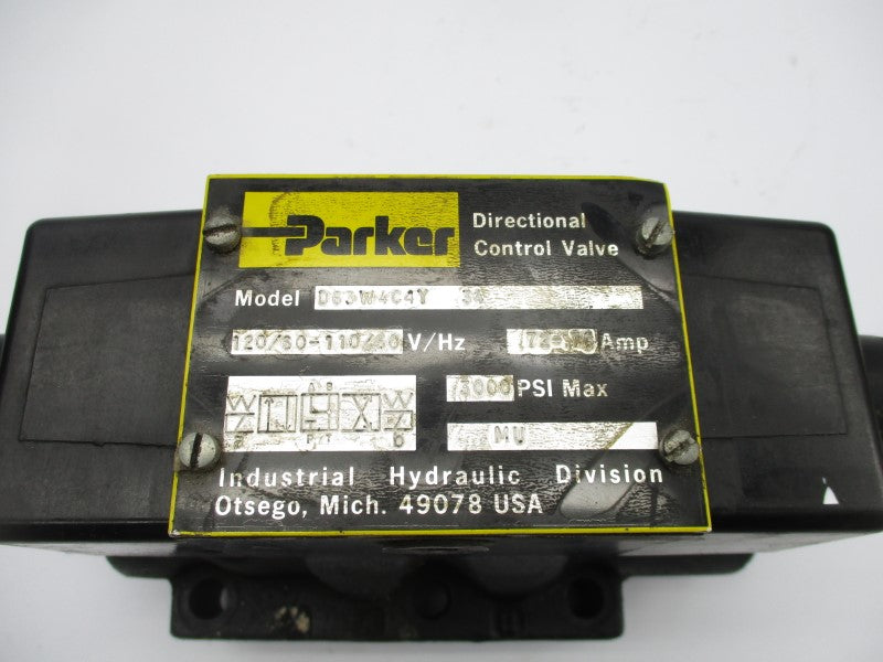 PARKER D63W4C4Y34 110/120V .72-.75A 3000PSI UNMP