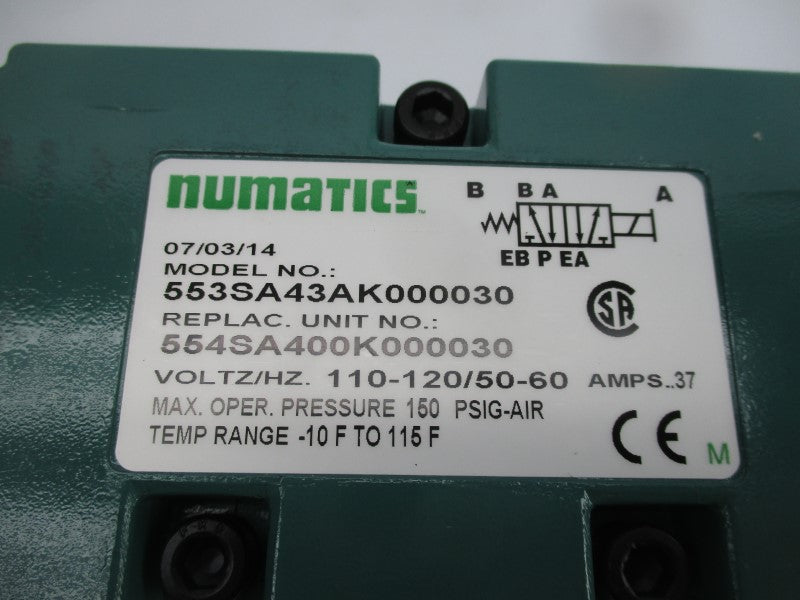 NUMATICS 553SA43AK000030 110-120V 0.37A 150PSI NSNP
