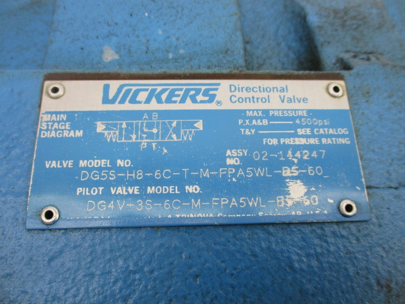 VICKERS DG5S-H8-6C-T-M-FPA5WL-B5-60 02-144247 110/120V 0.48/0.46A 4500PSI UNMP