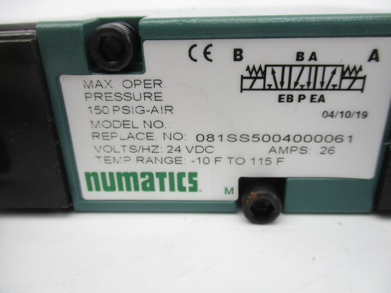NUMATICS 081SS5004000061 24VDC .26A 150PSI NSNP