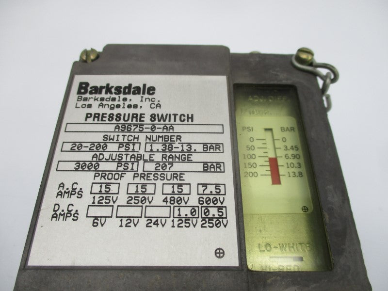 BARKSDALE A9675-0-AA 600VAC 7.5A 20-200PSI NSNP