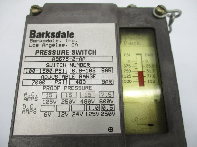 BARKSDALE A9675-2-AA 600V 7.5A 100-1500PSI NSNP