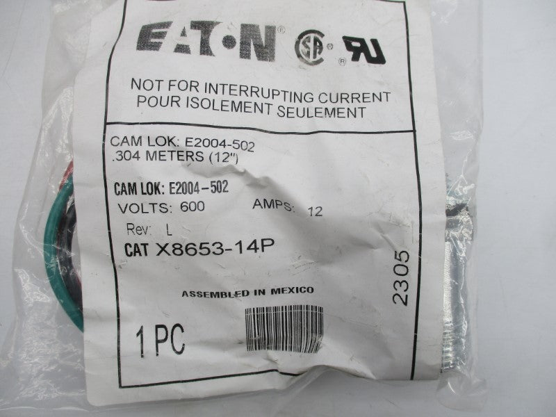 EATON X8653-14P 600V 12A 12" REV. L NSMP