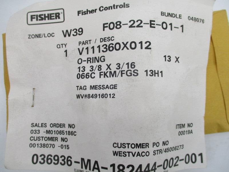 FISHER V111360X012 NSFS