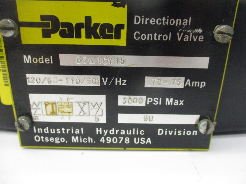 PARKER D3W1CY15 110/120V 0.75-0.72A 3000PSI NSNP-OEM