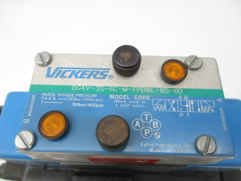 VICKERS DG5S-8-2C-T-M-FPBWL-B5-30 DGV4-3S-6C-M-FPBWL-B5-60 110/120V 5000PSI NSNP