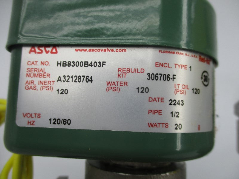 ASCO HB8300B403F 120V 120PSI 1/2" NSMP