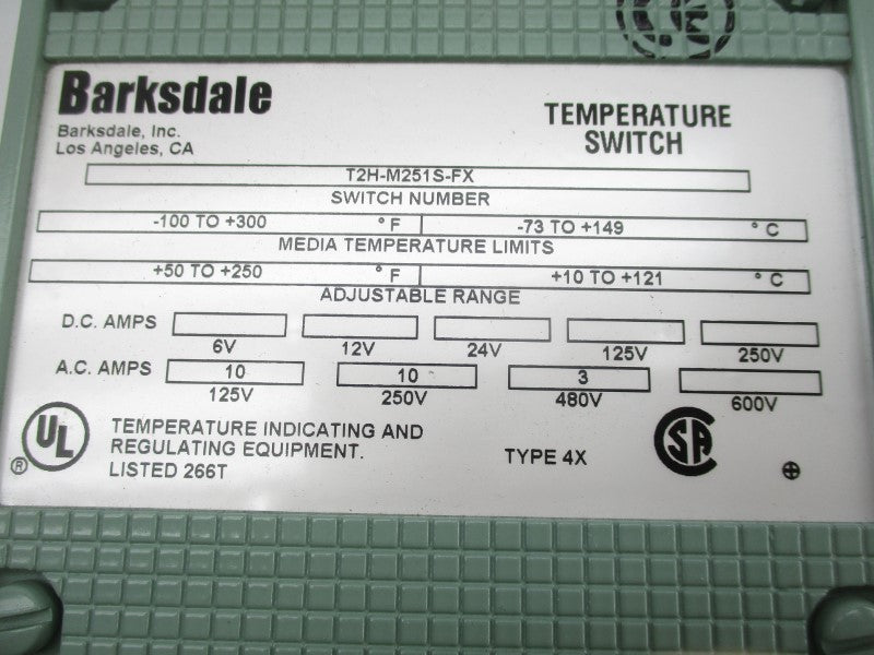 BARKSDALE T2H-M251S-FX 480VAC 3A -100-300F NSNP