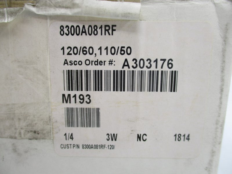 ASCO 8300A081RF 110/120V 150PSI 1/4" NSMP