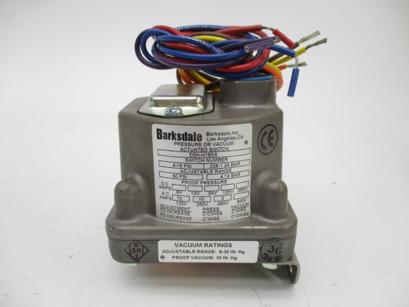 BARKSDALE D2H-H18SS 480VAC 3A 0.4-18PSI NSMP
