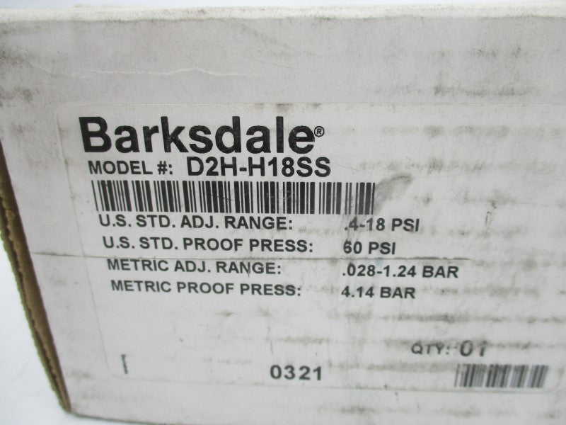 BARKSDALE D2H-H18SS 480VAC 3A 0.4-18PSI NSMP