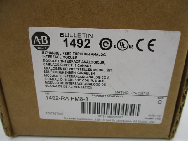 ALLEN BRADLEY 1492-RAIFM8-3 SER. C 0-132VAC/DC (BR/WH) NSMP