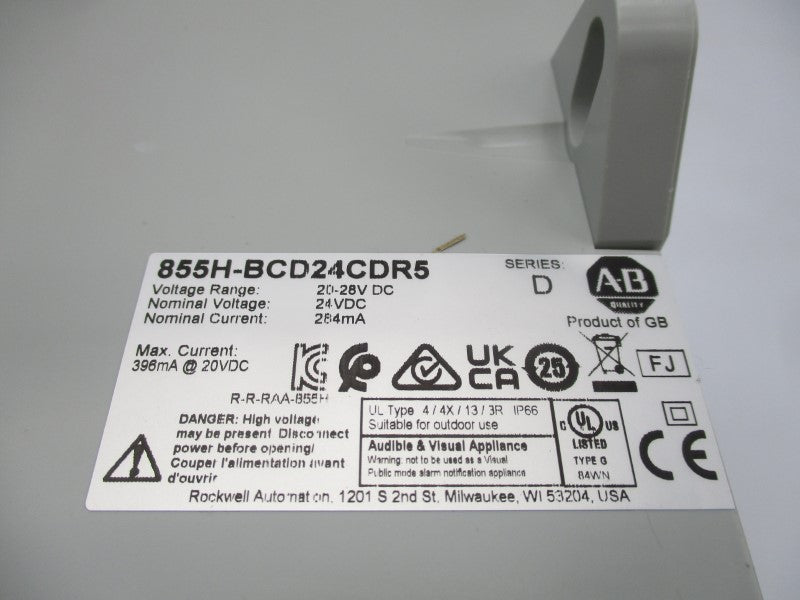ALLEN BRADLEY 855H-BCD24CDR5 SER. D 20-28VDC (BR/WH) NSMP