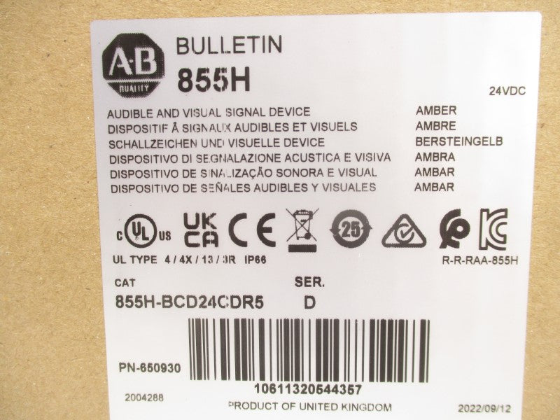 ALLEN BRADLEY 855H-BCD24CDR5 SER. D 20-28VDC (BR/WH) NSMP