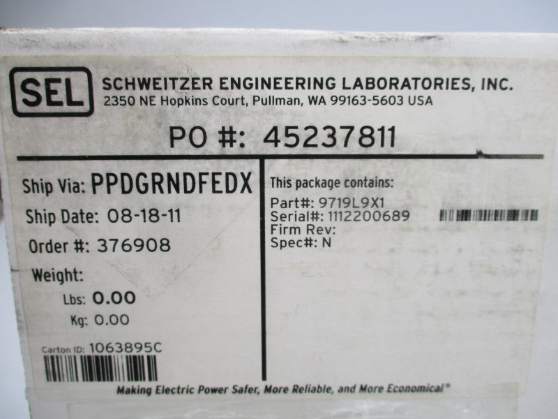 SCHWEITZER ENGINEERING 9719L9X1 070-1515 REV. B NSMP