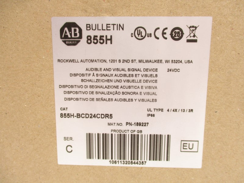 ALLEN BRADLEY 855H-BCD24CDR5 SER. C 20-28VDC (BR/WH) NSMP
