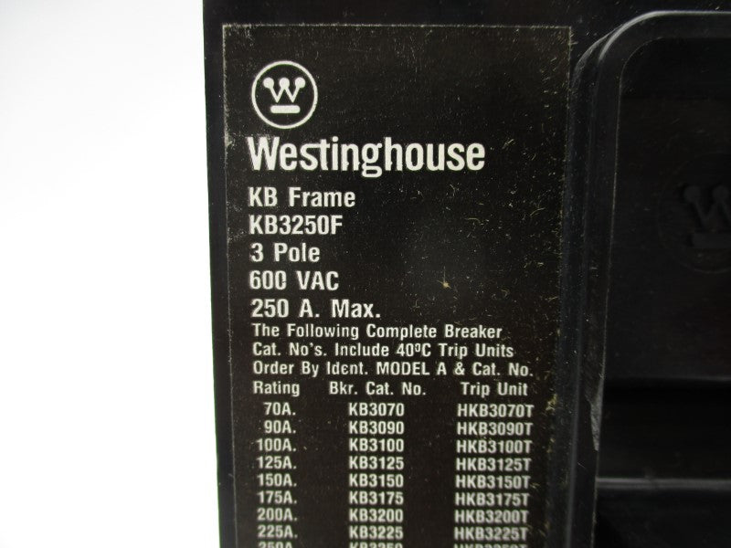 WESTINGHOUSE KB3250F 600VAC 250A NSNP