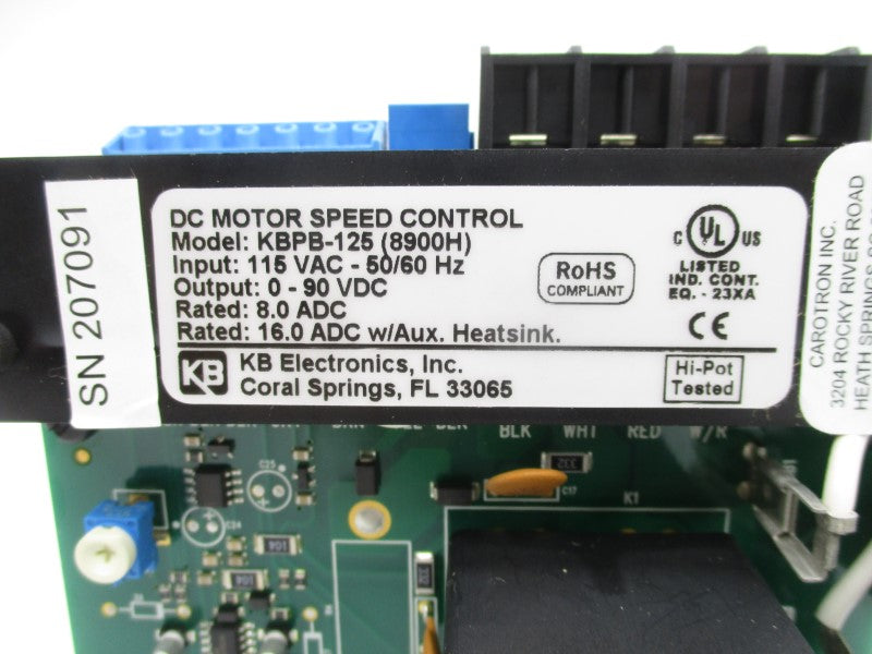 KB ELECTRONICS KBPB-125 8900H 115VAC 24.0A NSMP