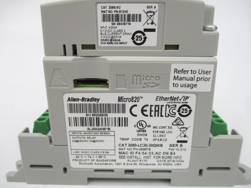 ALLEN BRADLEY 2080-LC20-20QWB SER. B UNMP
