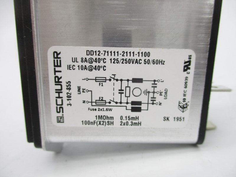 SCHURTER DD12-711111-2111-1100 3-102-855 125/250VAC 8/10A NSNP