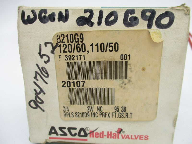 ASCO 8210G9 110/120V 5-125PSI 3/4" NSMP