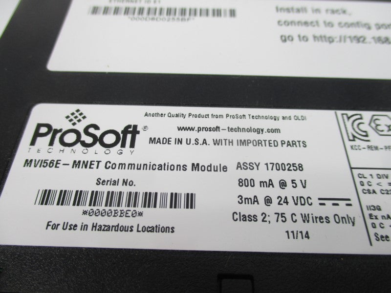 PROSOFT MVI56E-MNET 24VDC NSMP