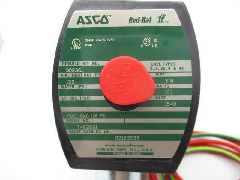 ASCO 8215G033 110/120V 125PSI 3/4" NSMP