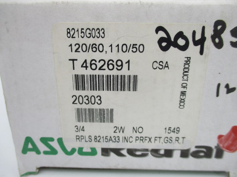 ASCO 8215G033 110/120V 125PSI 3/4" NSMP