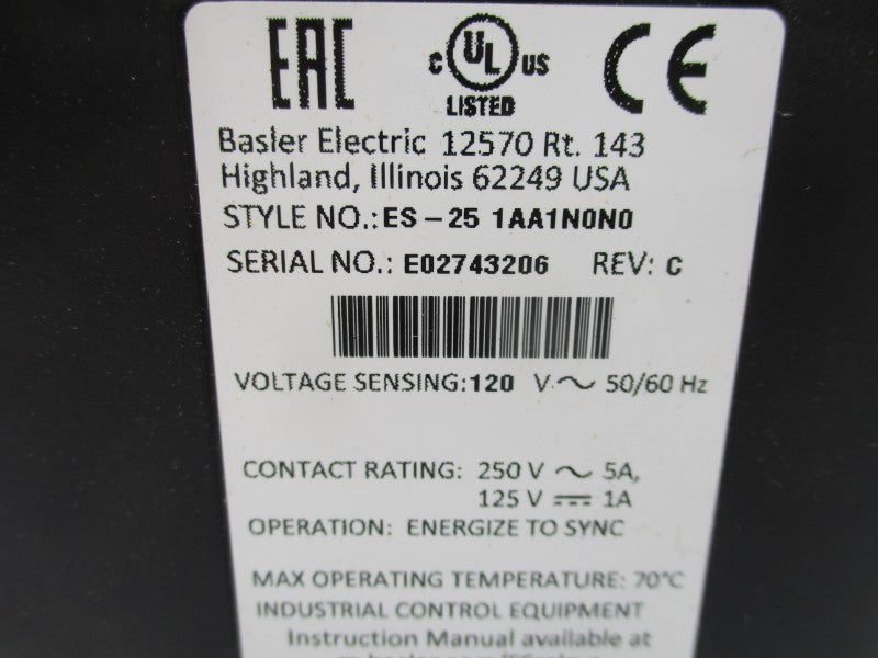 BASLER ES-25 1AA1N0N0 125/250V 1/5A REV.C NSMP