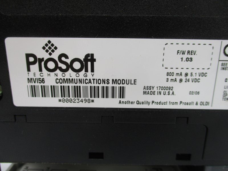 PROSOFT MVI56 MVI56-GSC F/W 1.03 24VDC REV. A01 NSMP