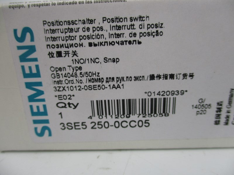 SIEMENS 3SE5250-0CC05 230V 3A NSMP