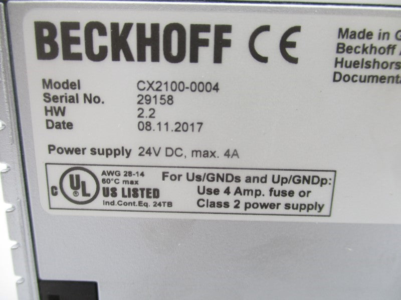 BECKHOFF CX2100-0004 PS017391 24VDC 4A NSMP