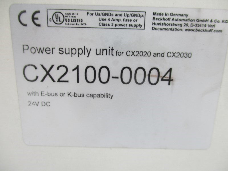 BECKHOFF CX2100-0004 PS017391 24VDC 4A NSMP