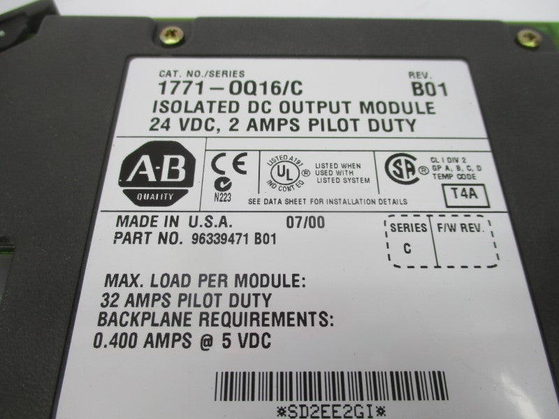 ALLEN BRADLEY 1771-OQ16 SER. C 24VDC 2A REV. B01 UNMP