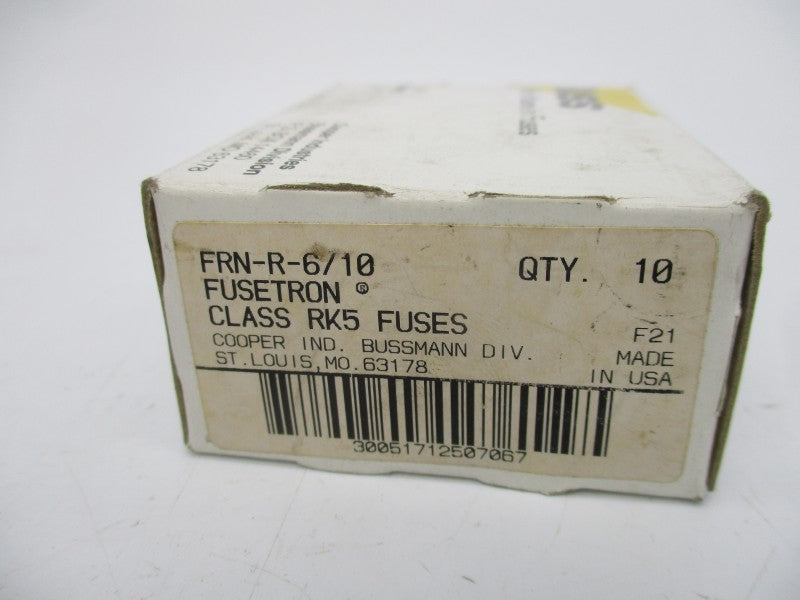 BUSSMANN FRN-R-6/10 250VAC 6/10A (PKG OF 10) (WH/BK) NSMP
