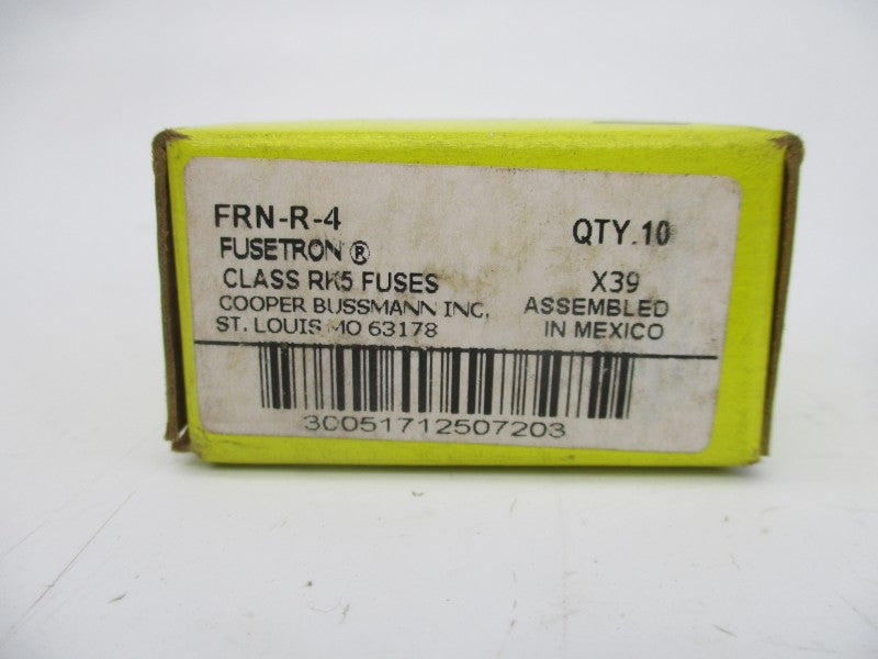 BUSSMANN FRN-R-4 250VAC 4A (PKG OF 10) (YL/GR) NSMP