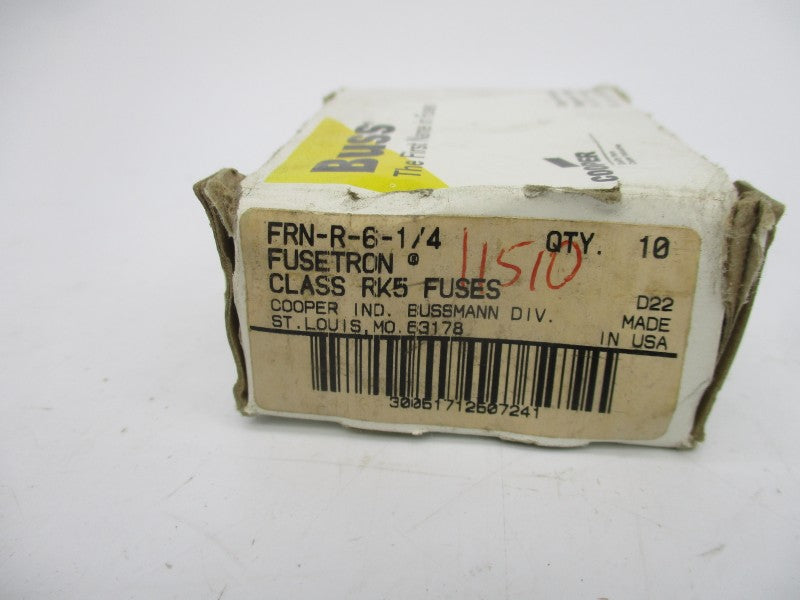 BUSSMANN FRN-R-6-1/4 250VAC 6-1/4A (PKG OF 10) (WH/BK) NSMP
