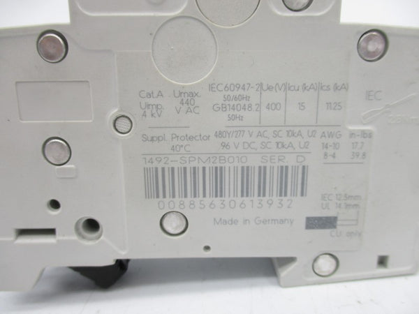 ALLEN BRADLEY 1492-SPM2B010 SER. D 480VAC 1A UNMP