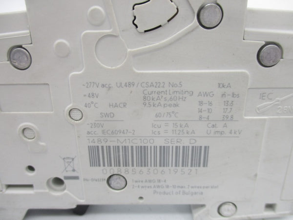 ALLEN BRADLEY 1489-M1C100 SER. D 277VAC 10A NSNP