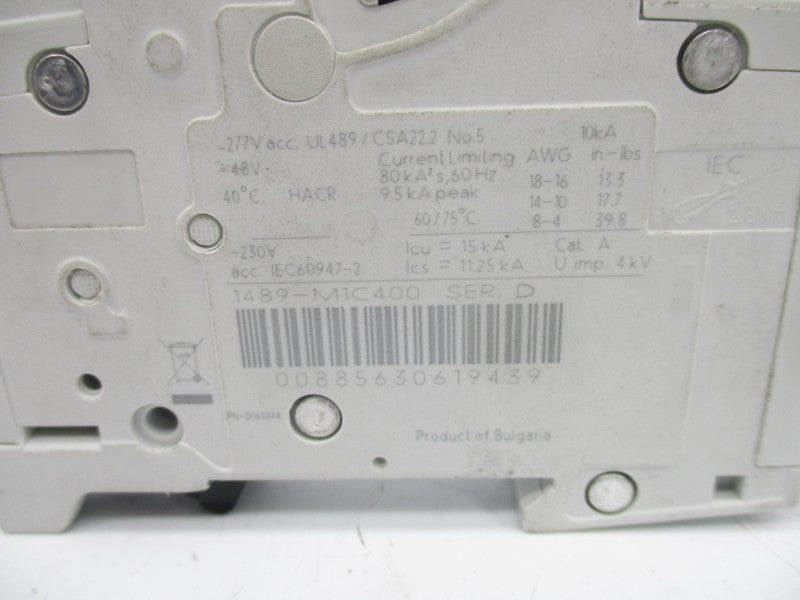 ALLEN BRADLEY 1489-M1C400 SER. D 40A 277V NSNP