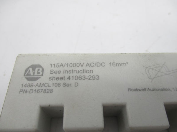 ALLEN BRADLEY 1489-AMCL106 SER. D 1000VAC/DC 115A UNMP