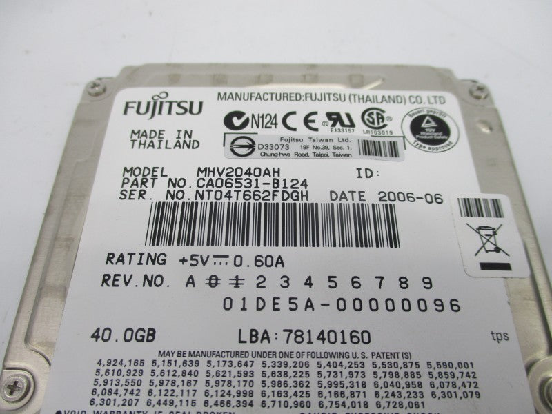 FUJITSU CA06531-B124 MHV2040AH 5V 0.6A UNMP