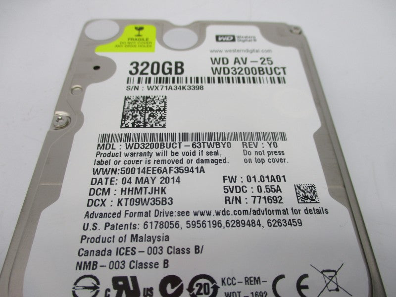 WESTERN DIGITAL WD3200BUCT-63TWBY0 5VDC 0.55A REV. Y0 UNMP