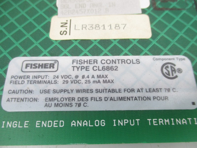 FISHER ROSEMOUNT CL6862X1-A2 42B2457X012 REV. B UNMP