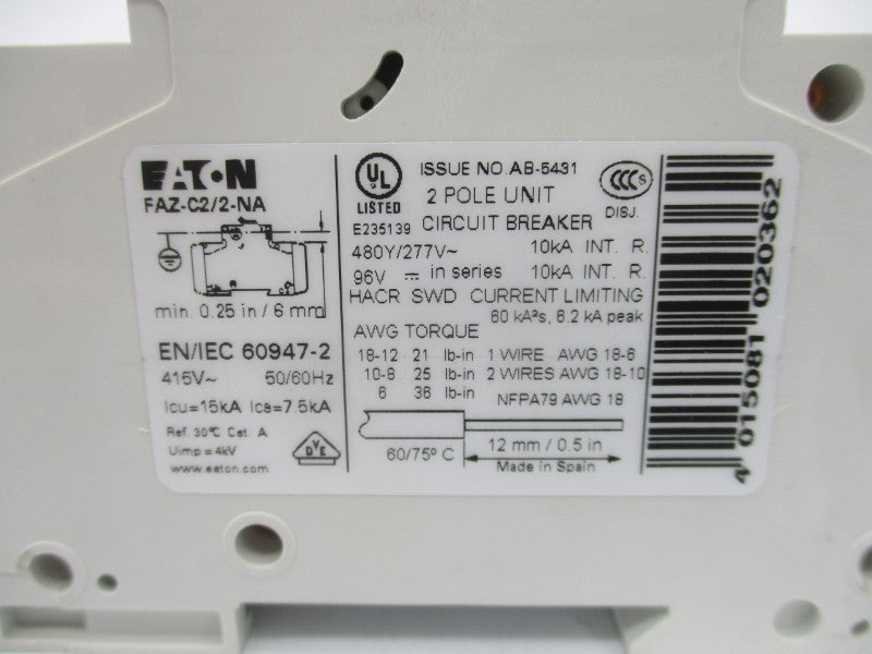 EATON FAZ-C2/2-NA 277V 2A NSMP