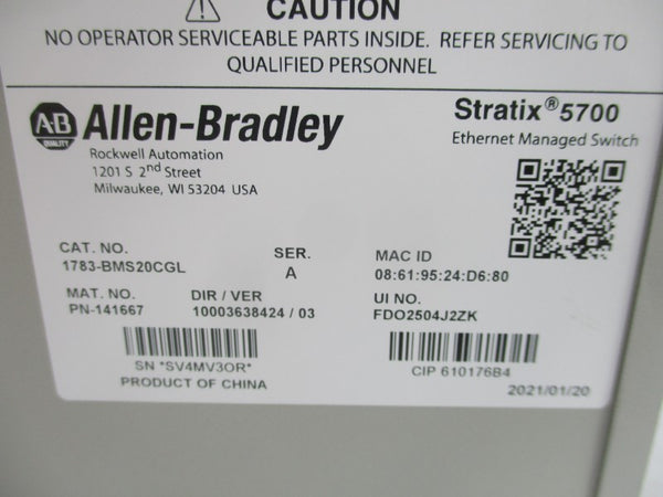 ALLEN BRADLEY 1783-BMS20CGL SER. A 12-48VDC 0.5-3.0A NSMP