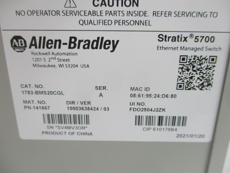 ALLEN BRADLEY 1783-BMS20CGL SER. A 12-48VDC 0.5-3.0A NSMP