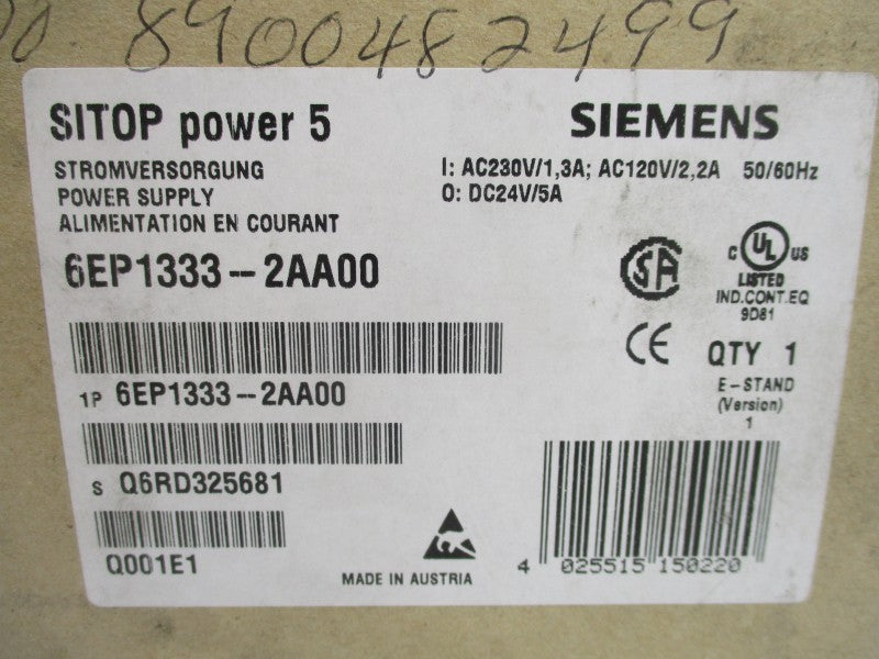 SIEMENS 6EP1333-2AA00 120/230VAC 2.2/1.3A NSMP