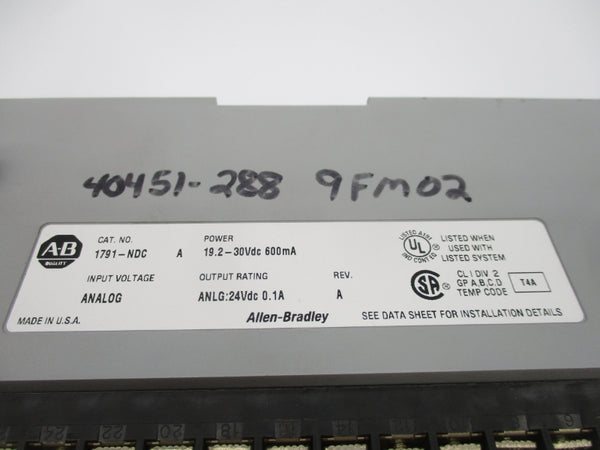 ALLEN BRADLEY 1791-NDC SER. A 19.2-30VDC REV. A UNMP