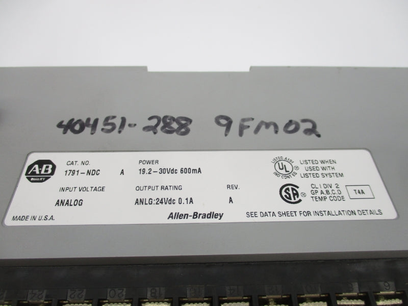 ALLEN BRADLEY 1791-NDC SER. A 19.2-30VDC REV. A UNMP